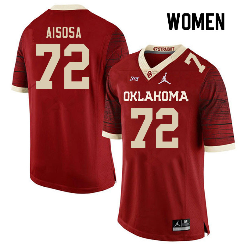 Women #72 Josh Aisosa Oklahoma Sooners College Football Jerseys Stitched-Retro
